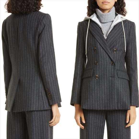 Veronica beard Ellette dickey jacket blazer charcoal multi stripe - Picture 1 of 8